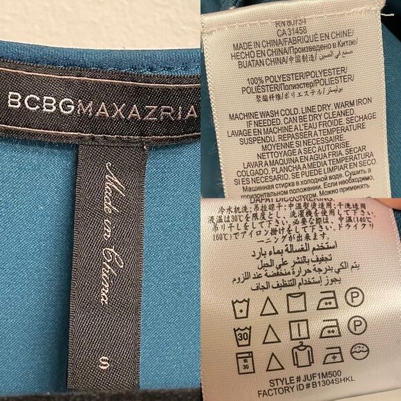 BCBGMAXAZRIA Sleeveless V-Neck High-Low Draped Asymmetrical Blouse S - Picture 3 of 6